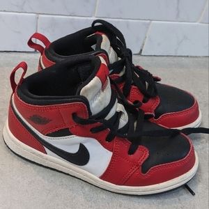 Nike Air Jordan Mid, Little Kids Sneakers Size 10C, Red/Black/White